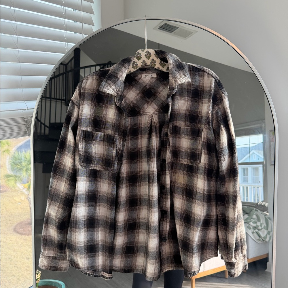 Garage Black and White Plaid Shirt